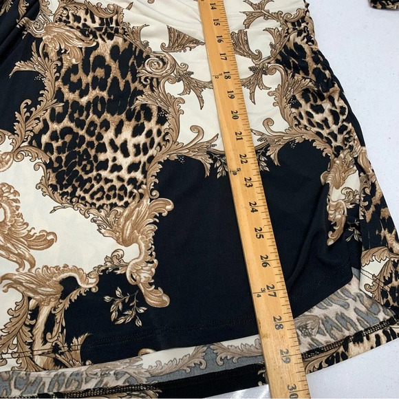 Masseys Top Woman 2X Beaded  Animal Print Stretch Tunic Boho Office Travel Work - Picture 9 of 10